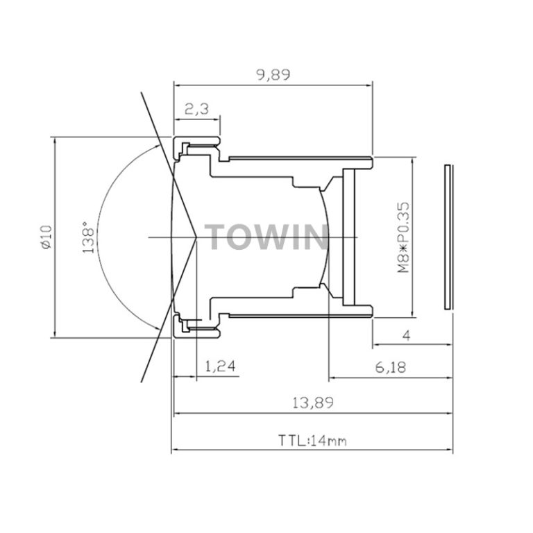Wide Angle M9 Smount board lens 3.1mm short TTL TowinLens