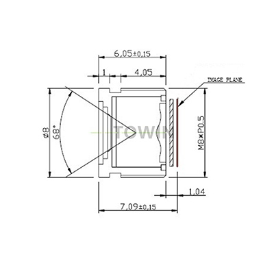 Low distortion wide angle 4.2mm M8 mount lens