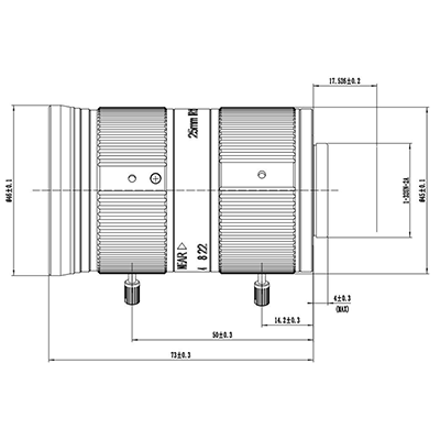 C-Mount 1/1.2″ 25mm low-distortion lens